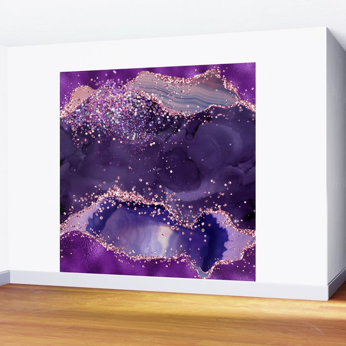 Glitter Agate Purple Pink Indigo Geode Marble Pattern Wall Mural Gallery Image 2