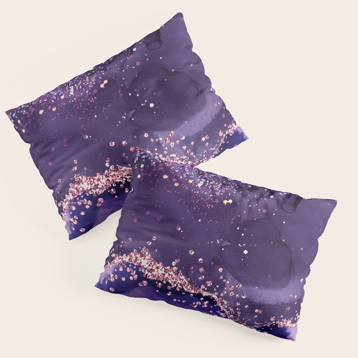 Glitter Agate Purple Pink Indigo Geode Marble Pattern Pillow Sham Gallery Image 3