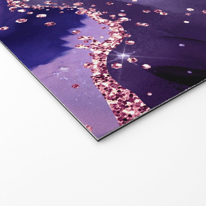 Glitter Agate Purple Pink Indigo Geode Marble Pattern Welcome Mat Gallery Image 2