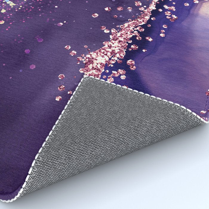 Glitter Agate Purple Pink Indigo Geode Marble Pattern Rug Gallery Image 4