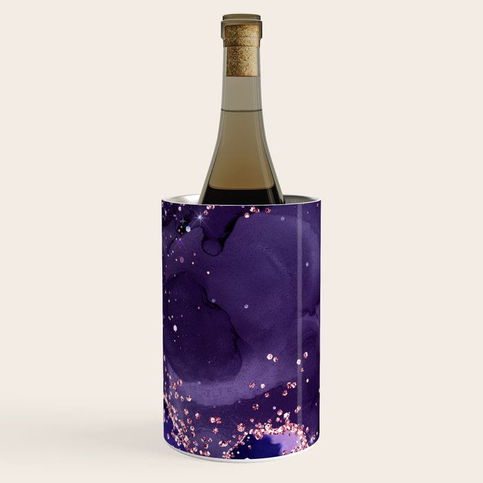 Glitter Agate Purple Pink Indigo Geode Marble Pattern Wine Chiller Gallery Image 3