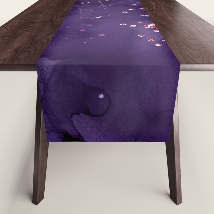 Glitter Agate Purple Pink Indigo Geode Marble Pattern Table Runner Gallery Image 1