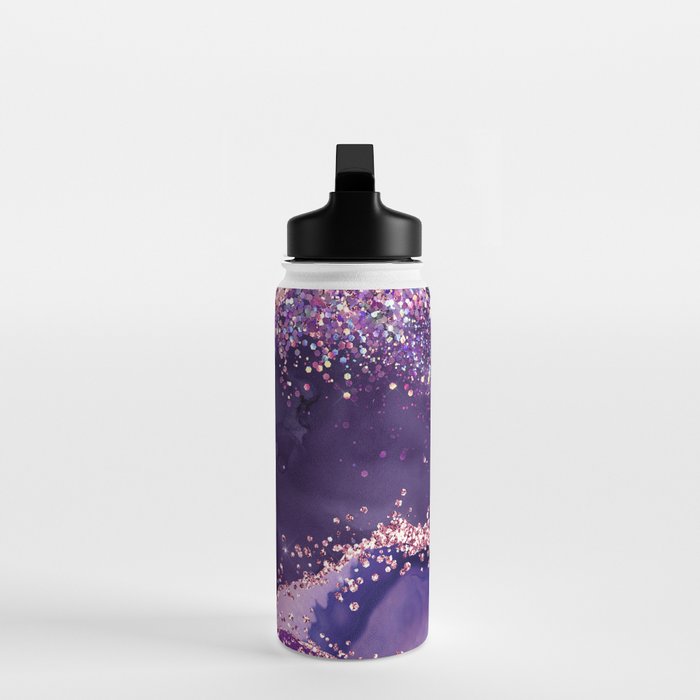 Glitter Agate Purple Pink Indigo Geode Marble Pattern Water Bottle Gallery Image 3