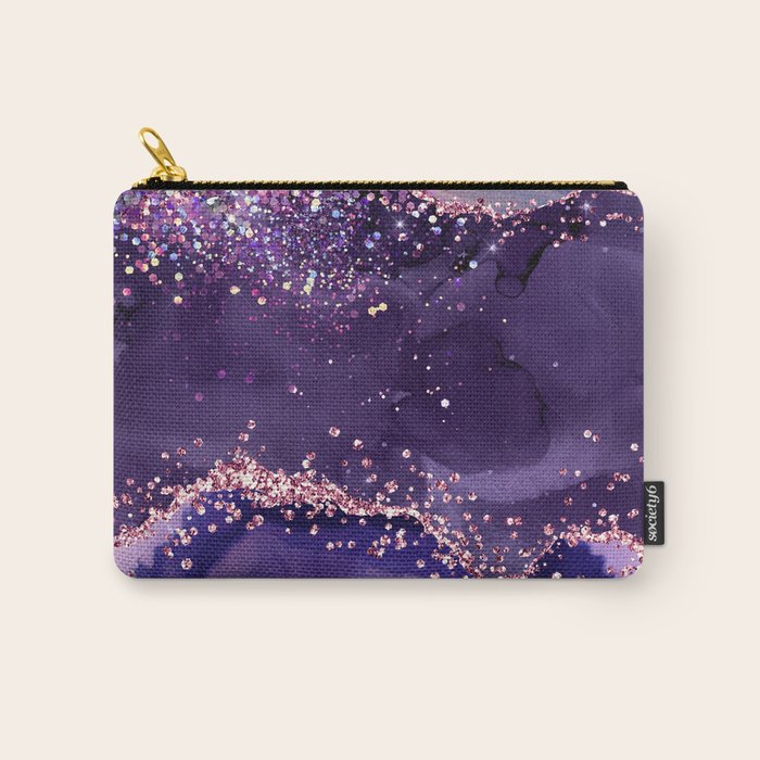 Glitter Agate Purple Pink Indigo Geode Marble Pattern Carry All Pouch Gallery Image 1