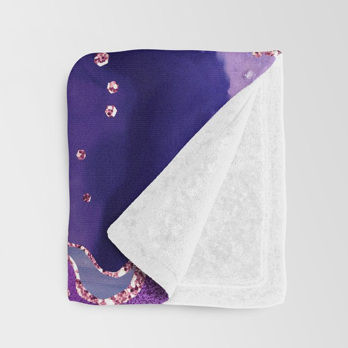 Glitter Agate Purple Pink Indigo Geode Marble Pattern Throw Blanket Gallery Image 3