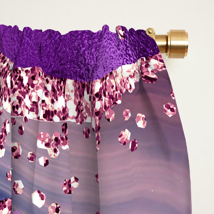 Glitter Agate Purple Pink Indigo Geode Marble Pattern Window Curtain Gallery Image 2