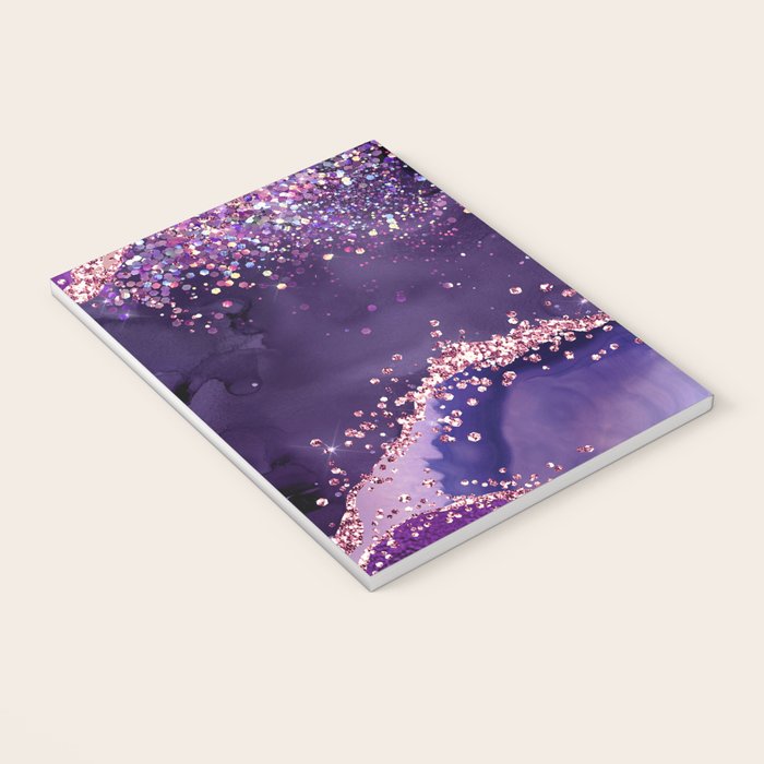 Glitter Agate Purple Pink Indigo Geode Marble Pattern Notebook Gallery Image 3