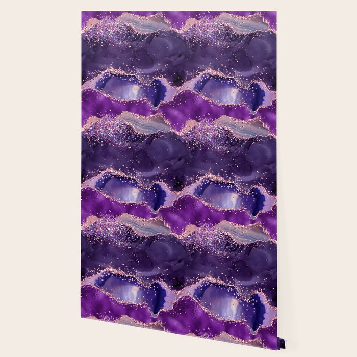 Glitter Agate Purple Pink Indigo Geode Marble Pattern Wallpaper Gallery Image 2