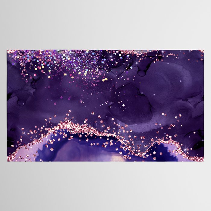 Glitter Agate Purple Pink Indigo Geode Marble Pattern Tablecloth Gallery Image 2