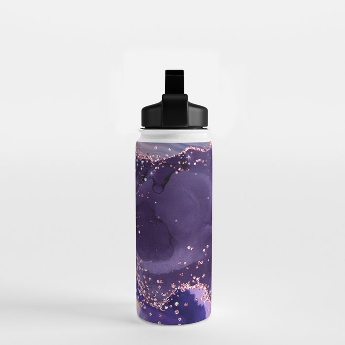 Glitter Agate Purple Pink Indigo Geode Marble Pattern Water Bottle Gallery Image 2