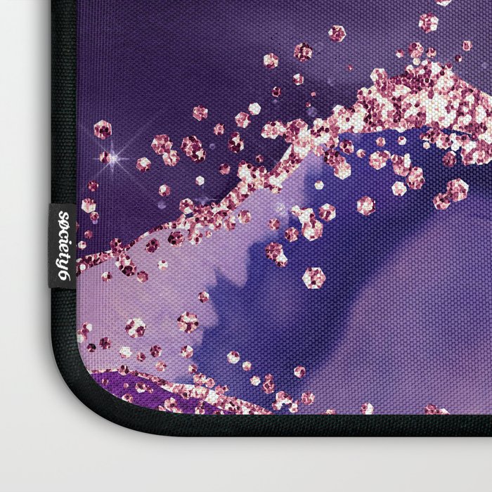 Glitter Agate Purple Pink Indigo Geode Marble Pattern Laptop Sleeve Gallery Image 3