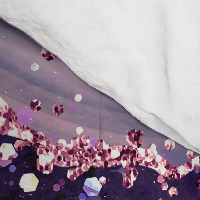 Glitter Agate Purple Pink Indigo Geode Marble Pattern Comforter Gallery Image 4