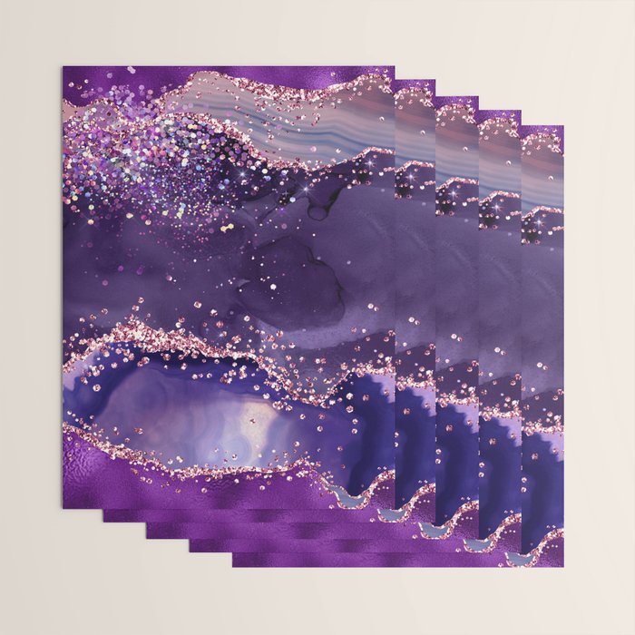 Glitter Agate Purple Pink Indigo Geode Marble Pattern Wrapping Paper Gallery Image 3