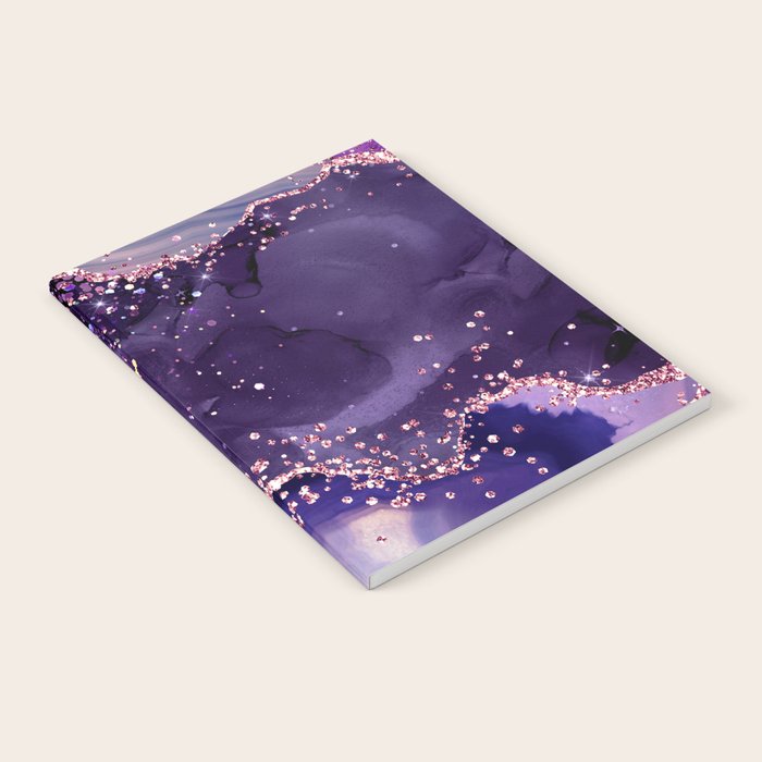 Glitter Agate Purple Pink Indigo Geode Marble Pattern Notebook Gallery Image 2