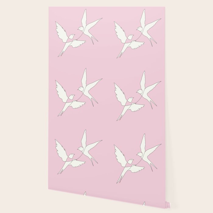 Two Swallows Line Art Wallpaper Gallery Image 2