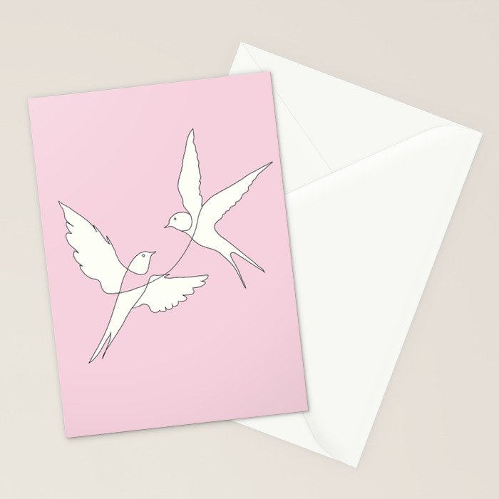 Two Swallows Line Art Stationery Card Gallery Image 2