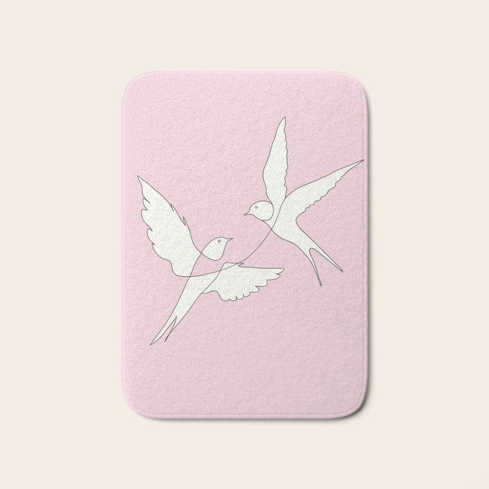 Two Swallows Line Art Bath Mat Gallery Image 1