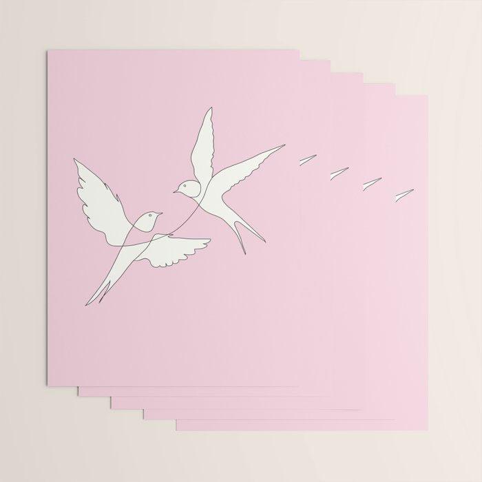 Two Swallows Line Art Wrapping Paper Gallery Image 3