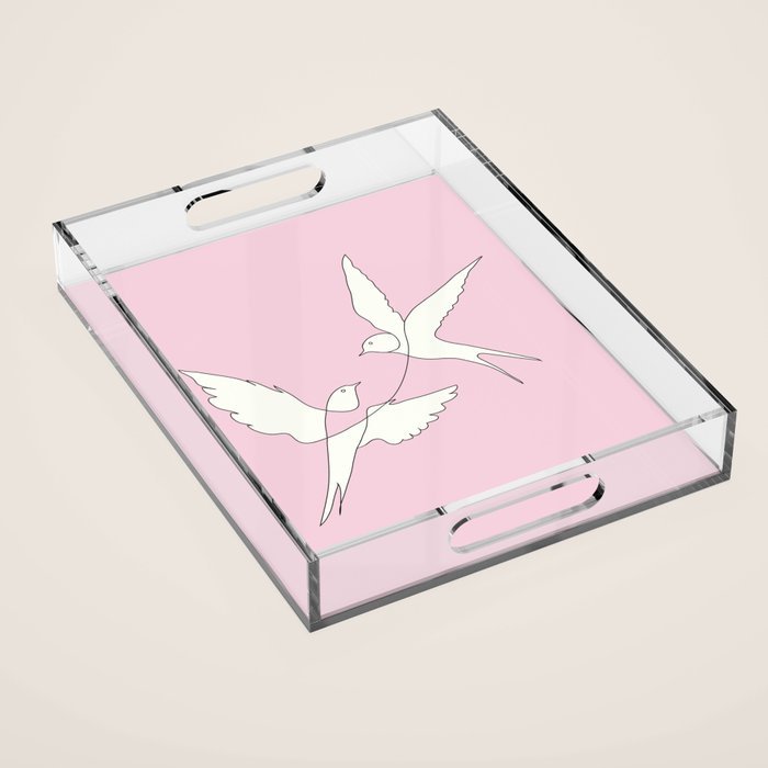 Two Swallows Line Art Acrylic Tray Gallery Image 1