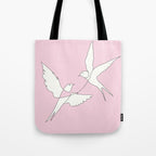 Two Swallows Line Art Tote Bag Gallery Image 1