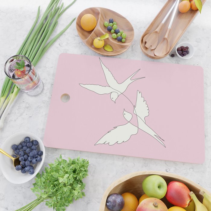 Two Swallows Line Art Cutting Board Gallery Image 2