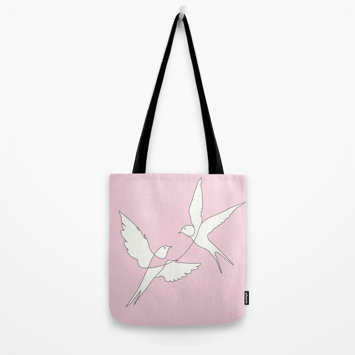 Two Swallows Line Art Tote Bag Gallery Image 2