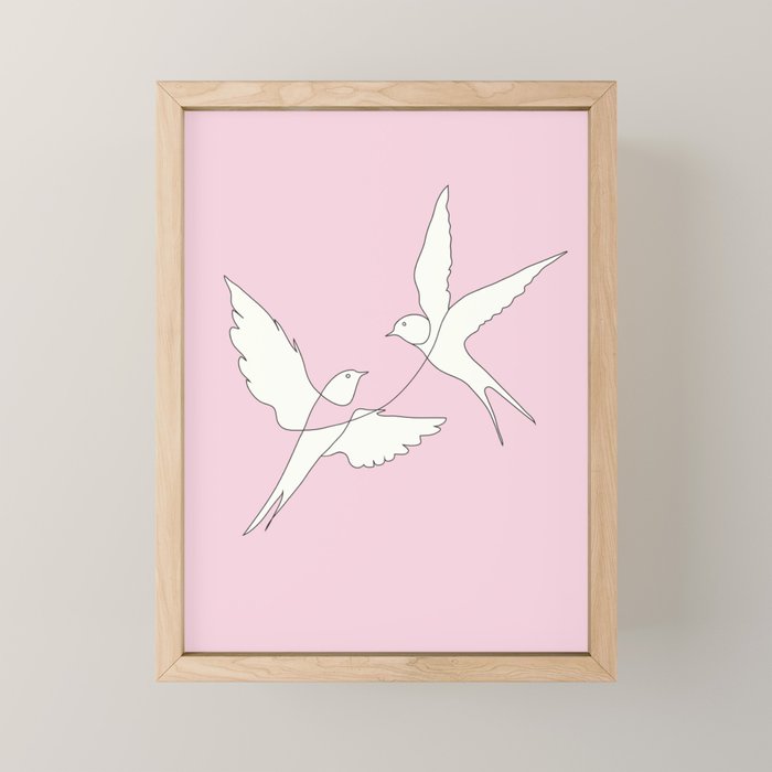 Two Swallows Line Art Mini Art Print Gallery Image 1