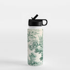 Green Toile de Jouy Water Bottle Gallery Image 1