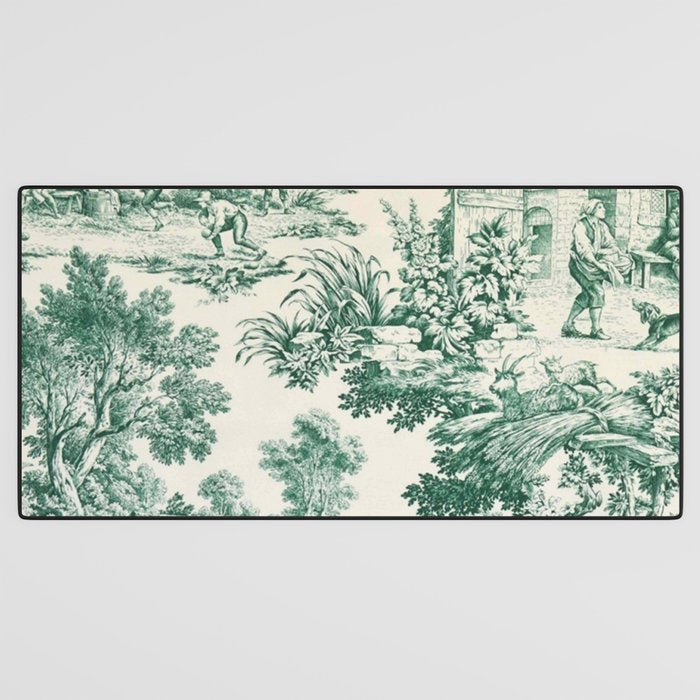 Green Toile de Jouy Desk Mat Gallery Image 3
