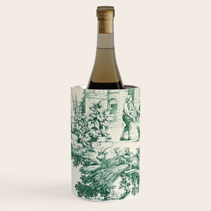 Green Toile de Jouy Wine Chiller Gallery Image 3