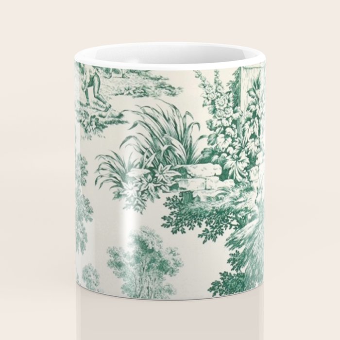 Green Toile de Jouy Coffee Mug Gallery Image 4
