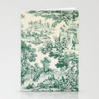Green Toile de Jouy Stationery Card Gallery Image 2