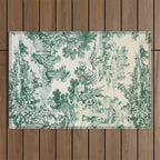 Green Toile de Jouy Outdoor Rug Gallery Image 1