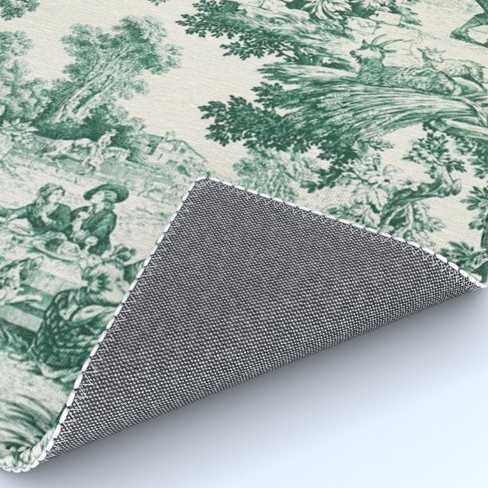 Green Toile de Jouy Rug Gallery Image 4