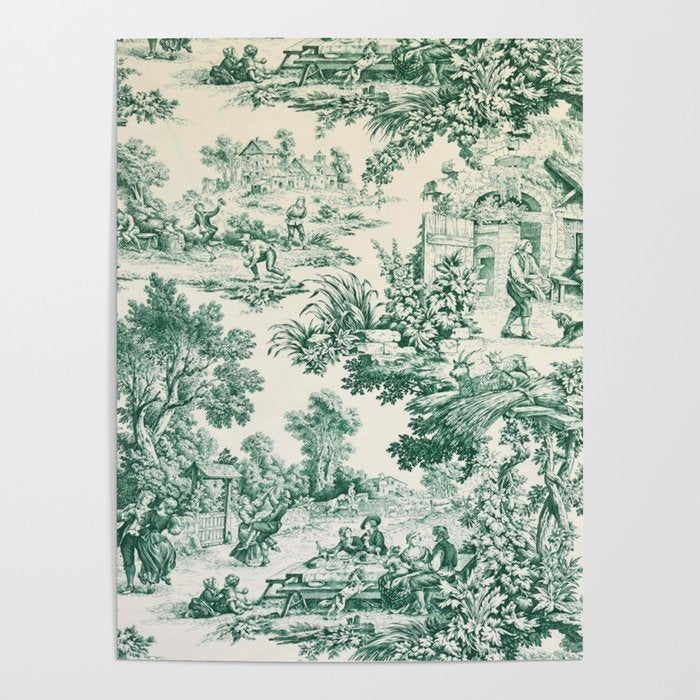 Green Toile de Jouy Poster Gallery Image 4