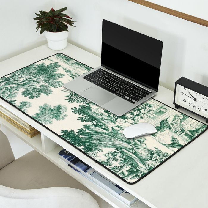 Green Toile de Jouy Desk Mat Gallery Image 2