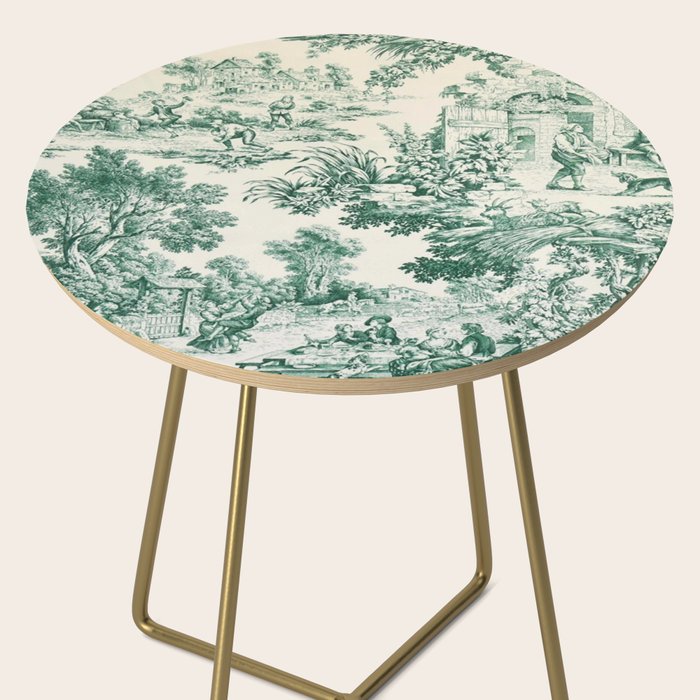 Green Toile de Jouy Side Table Gallery Image 2