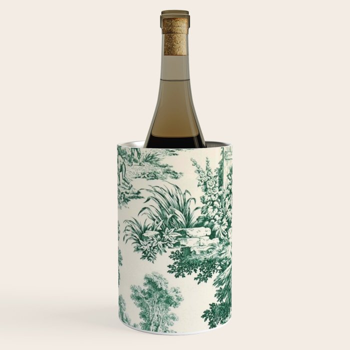 Green Toile de Jouy Wine Chiller Gallery Image 1