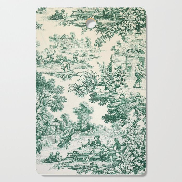 Green Toile de Jouy Cutting Board Gallery Image 1