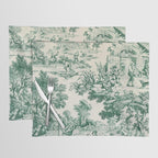 Green Toile de Jouy Placemat Gallery Image 1