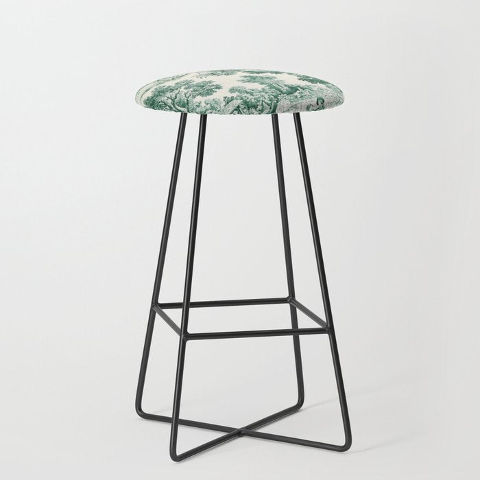 Green Toile de Jouy Stool Gallery Image 1