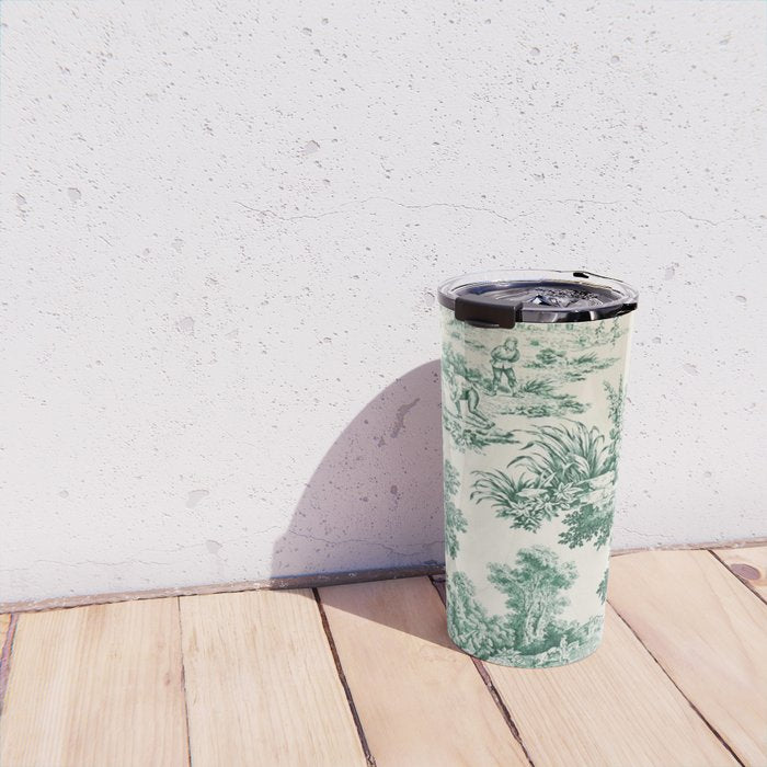 Green Toile de Jouy Travel Mug Gallery Image 4