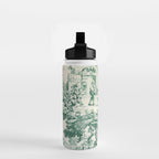 Green Toile de Jouy Water Bottle Gallery Image 2