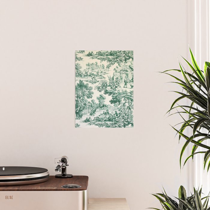 Green Toile de Jouy Poster Gallery Image 2