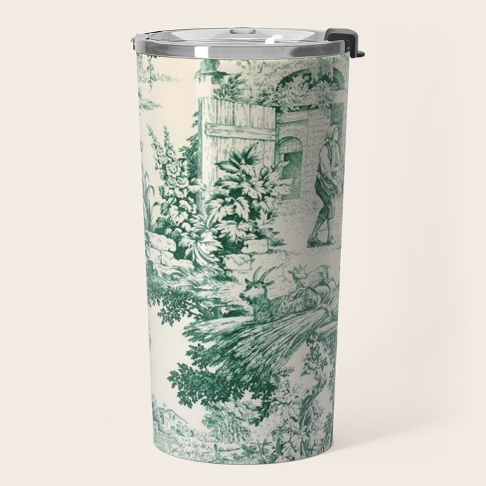 Green Toile de Jouy Travel Mug Gallery Image 2