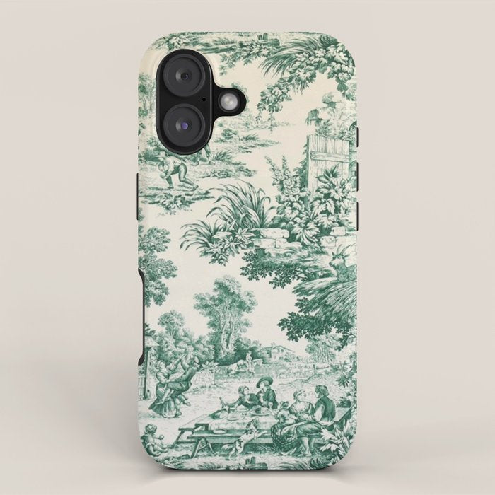 Green Toile de Jouy iPhone Case