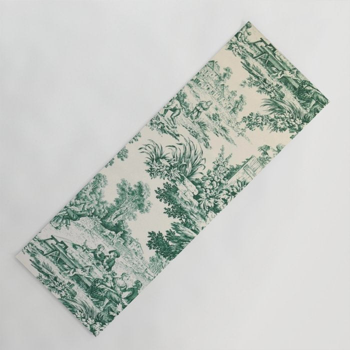 Green Toile de Jouy Yoga Mat Gallery Image 1