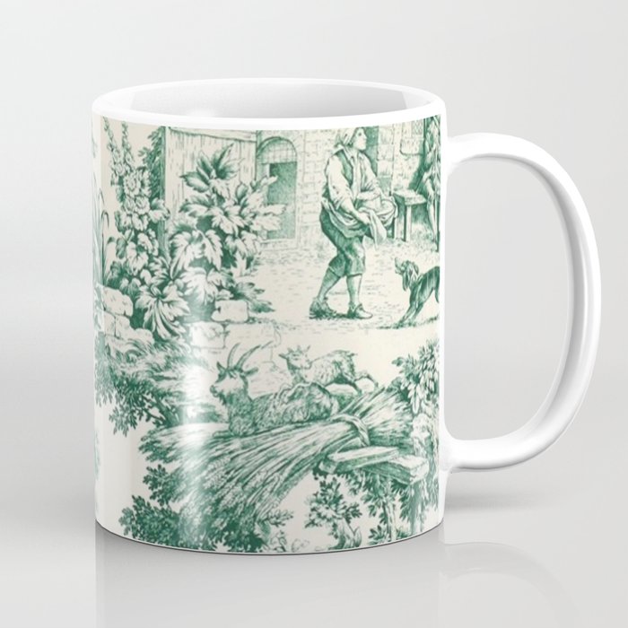 Green Toile de Jouy Coffee Mug Gallery Image 1