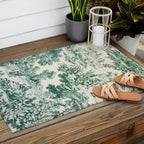 Green Toile de Jouy Outdoor Rug Gallery Image 2