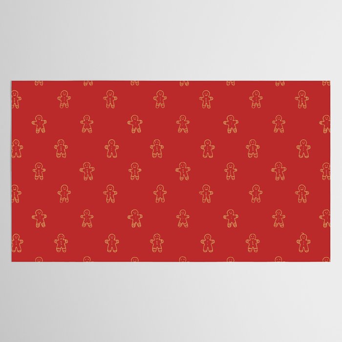 Red gingerbread christmas cookie pattern Tablecloth Gallery Image 2
